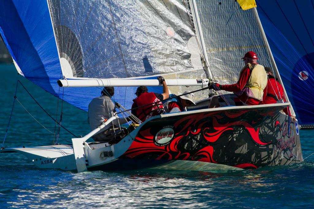 Guilty Pleasures V found enough breeze to fill a spinnaker. - Airlie Beach Race week 2013 © Shirley Wodson